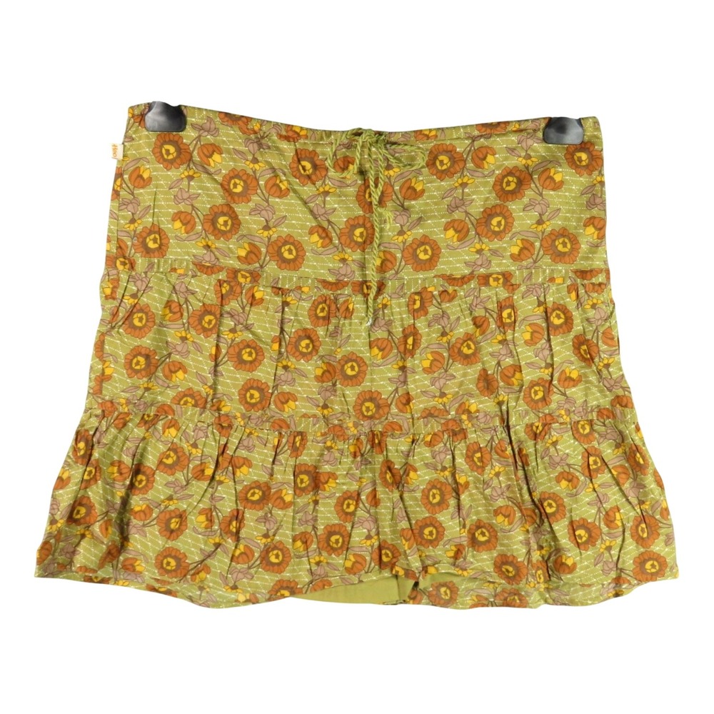 VTG Y2K HOLLISTER MINI FLARE SKIRT Hippie Cottage DITZY FLORAL Green/Brown M